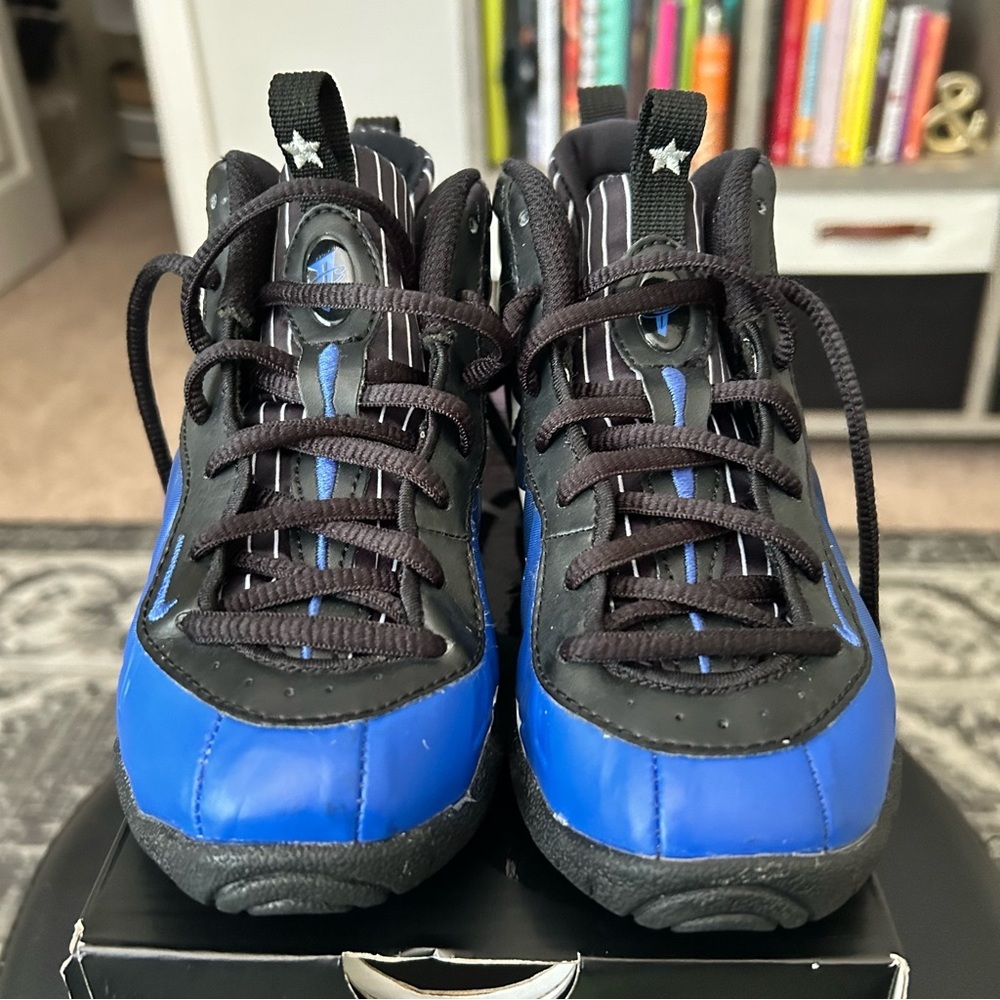 Nike Air Little Posite One | kids 11C (PS) | blk blue wht | Good Condition - Picture 3 of 9